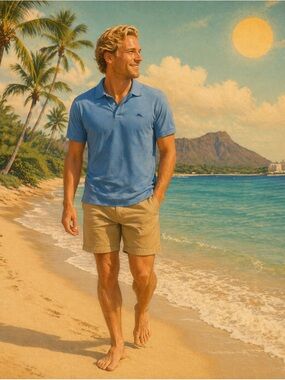 Tommy Bahama Blue Polo Shirt Medium